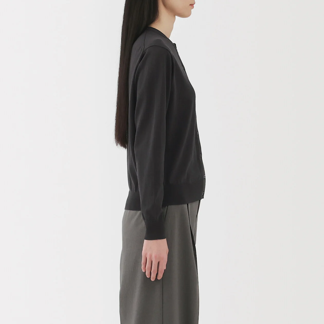 Lightweight Cotton Knit Crewneck Cardigan - Image 19