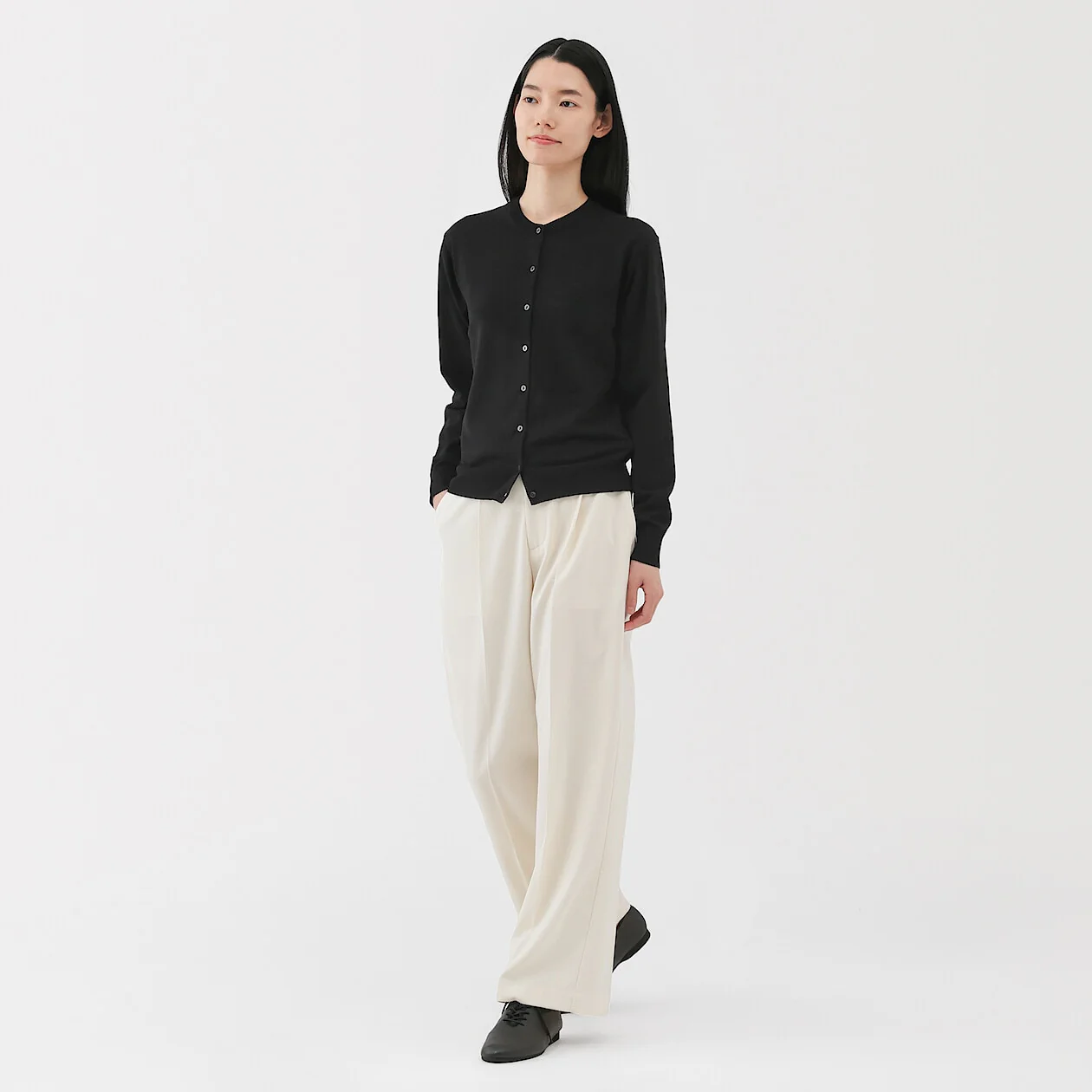 Lightweight Cotton Knit Crewneck Cardigan - Image 26