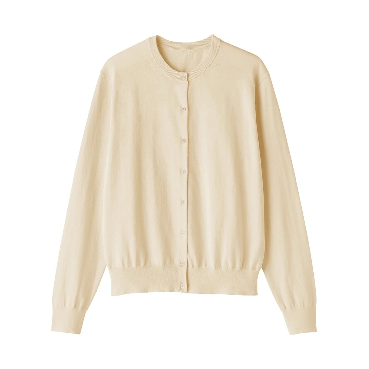 Lightweight Cotton Knit Crewneck Cardigan - Image 38