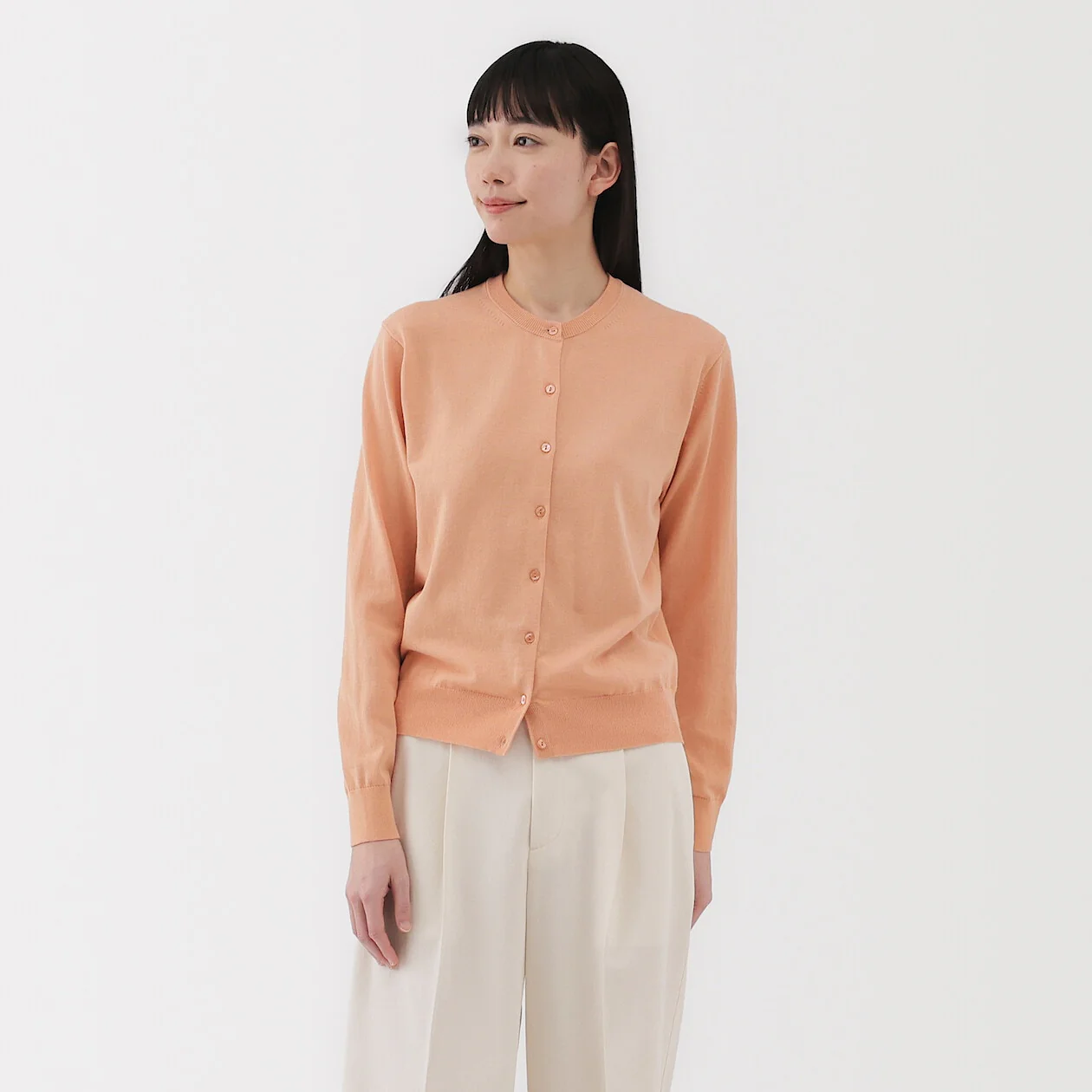 Lightweight Cotton Knit Crewneck Cardigan - Image 41