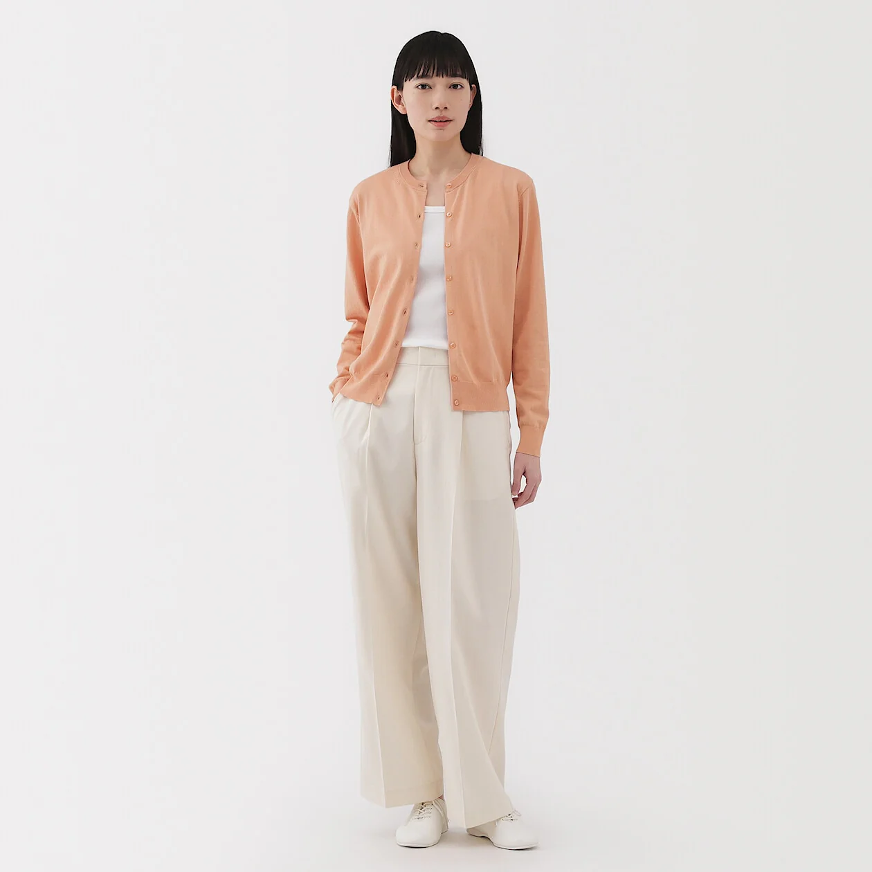 Lightweight Cotton Knit Crewneck Cardigan - Image 42