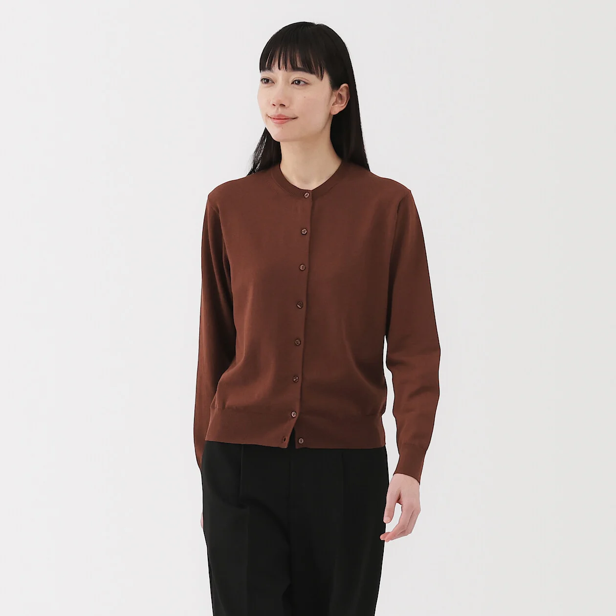 Lightweight Cotton Knit Crewneck Cardigan - Image 49