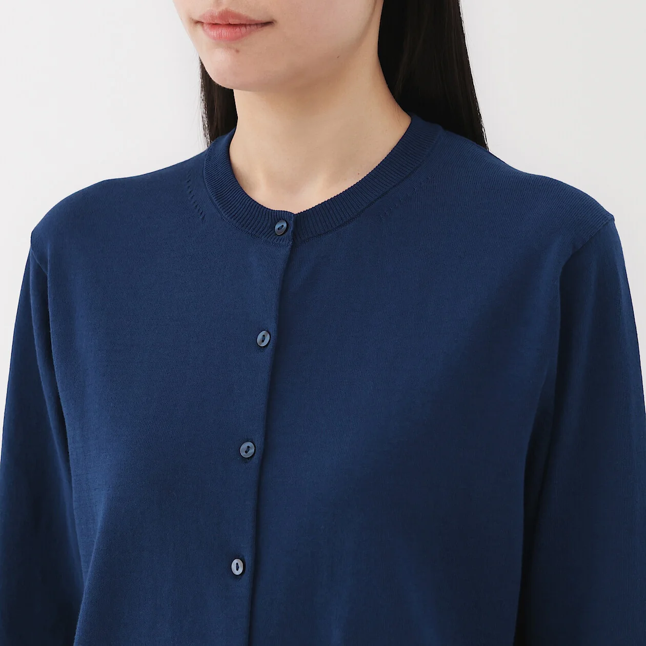 Lightweight Cotton Knit Crewneck Cardigan - Image 5
