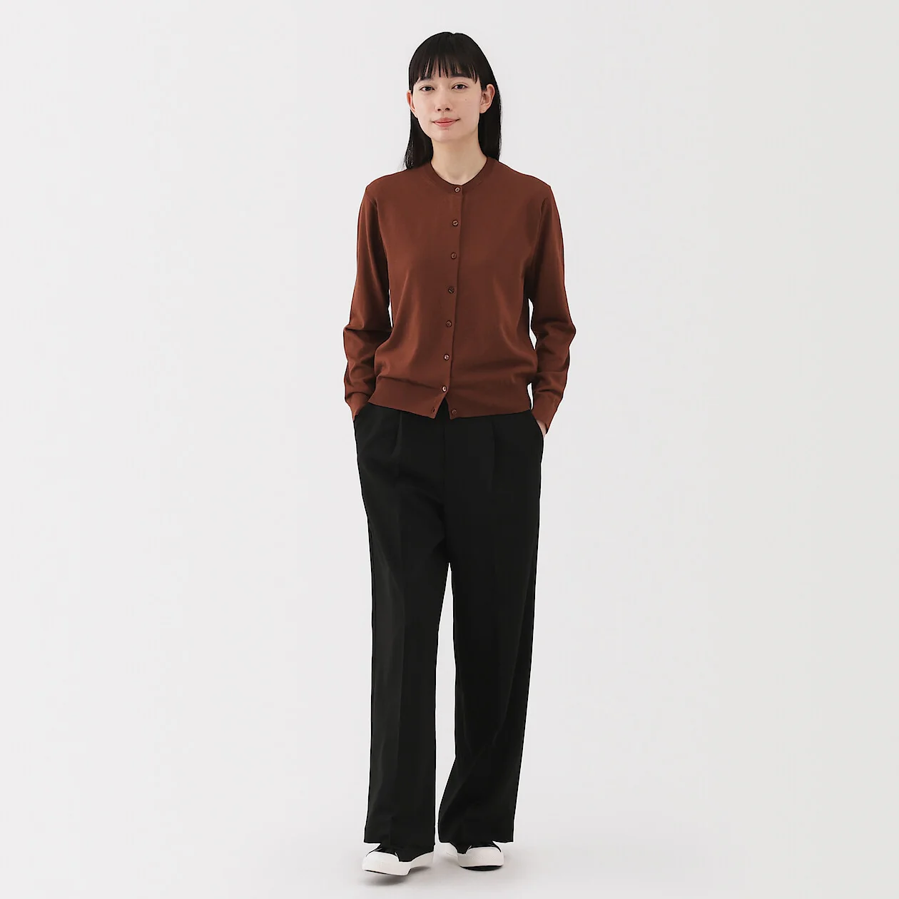 Lightweight Cotton Knit Crewneck Cardigan - Image 50