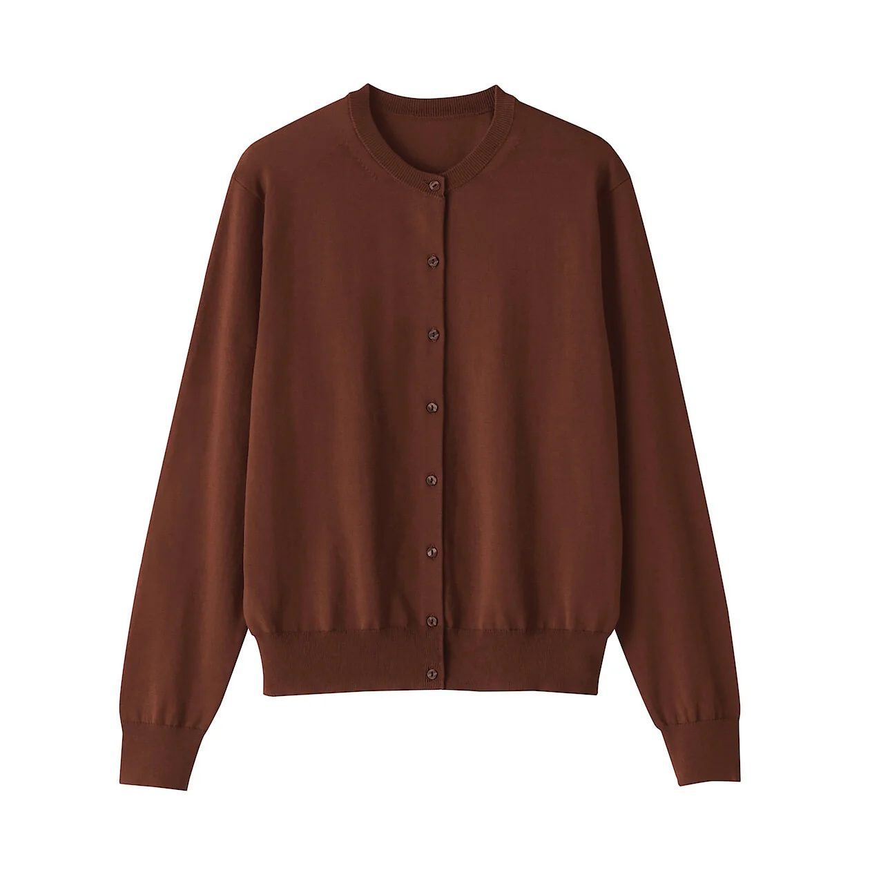 Lightweight Cotton Knit Crewneck Cardigan - Image 54