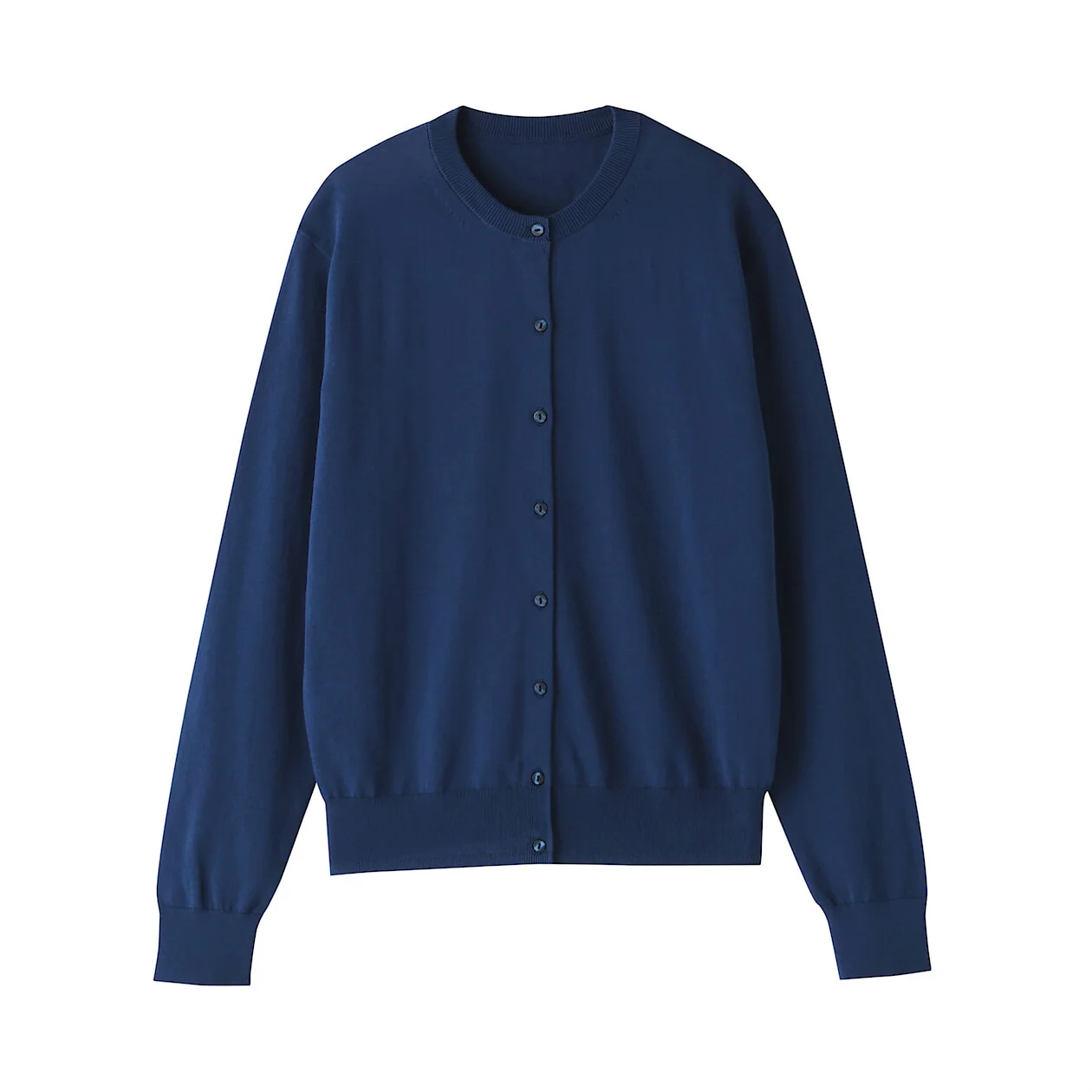 Lightweight Cotton Knit Crewneck Cardigan - Image 6