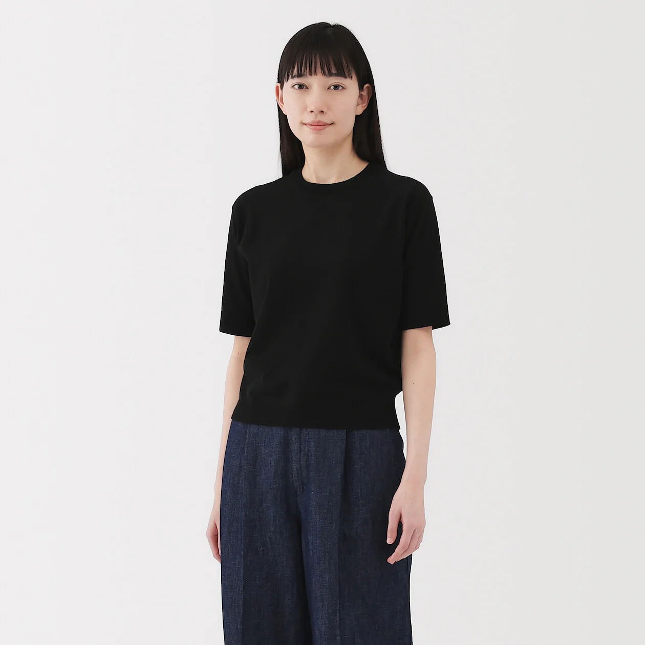 Cotton Knit Half Sleeve Sweater