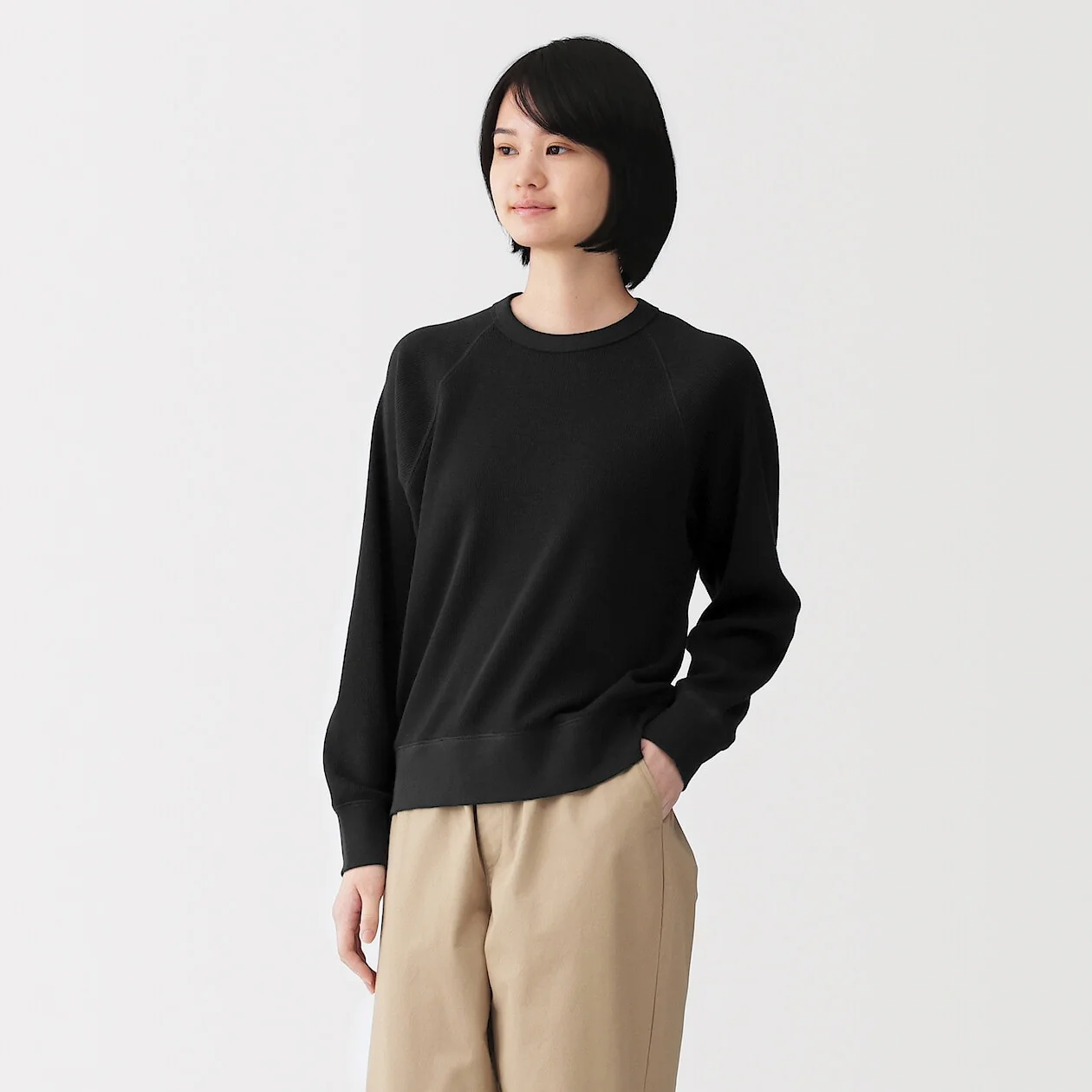 Waffle Knit Crewneck Long Sleeve T-Shirt - Image 13