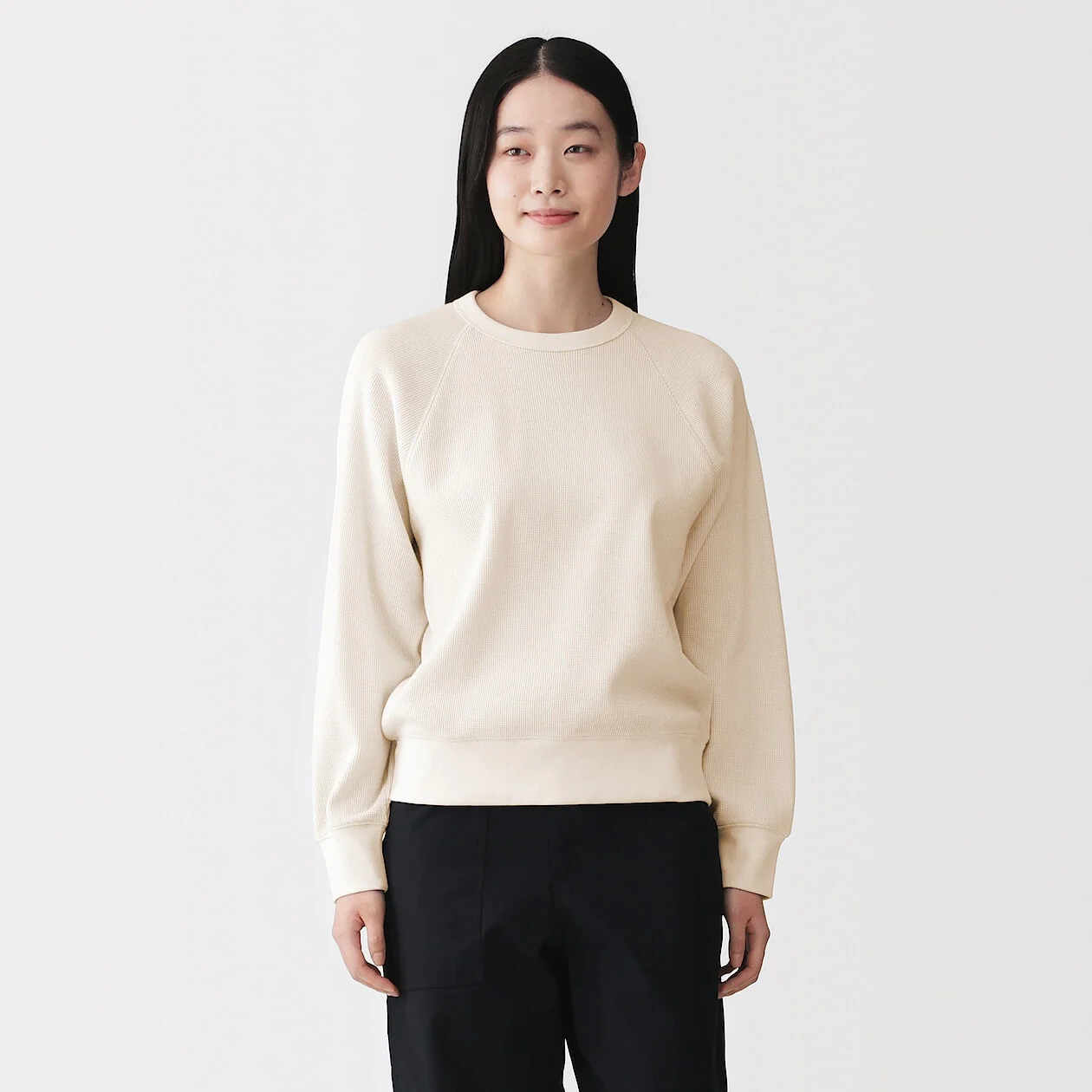 Waffle Knit Crewneck Long Sleeve T-Shirt - Image 18