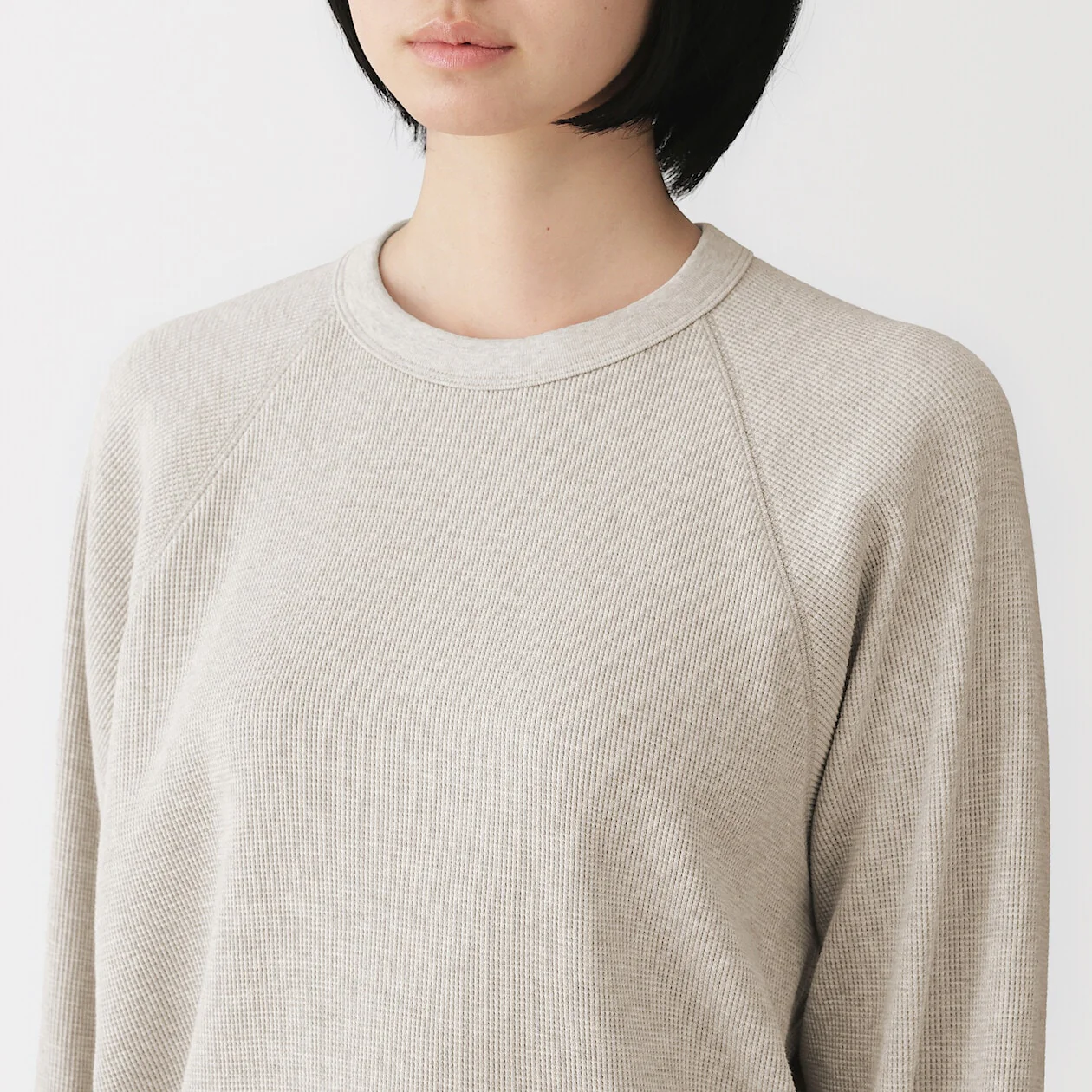 Waffle Knit Crewneck Long Sleeve T-Shirt - Image 27