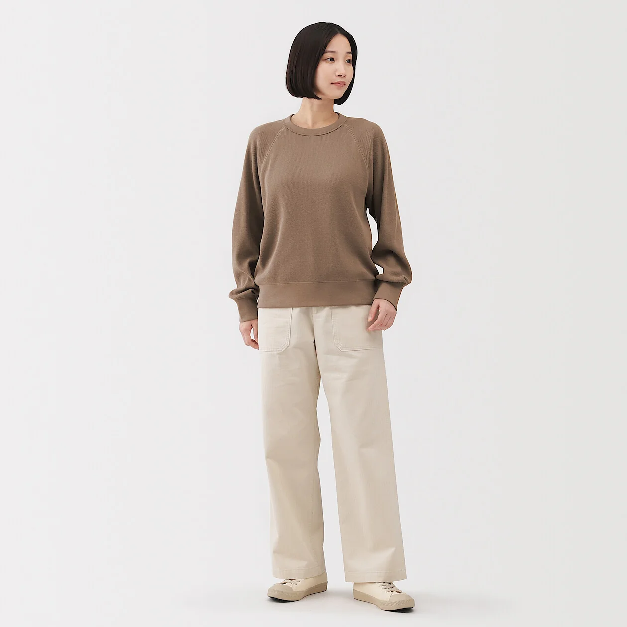 Waffle Knit Crewneck Long Sleeve T-Shirt - Image 32