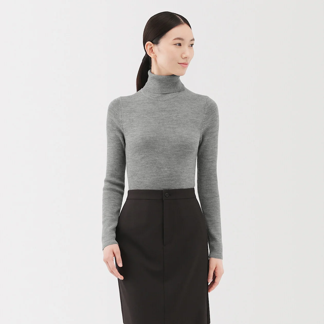 Washable Wool High-Gauge Ribbed Turtleneck Sweater - Image 14