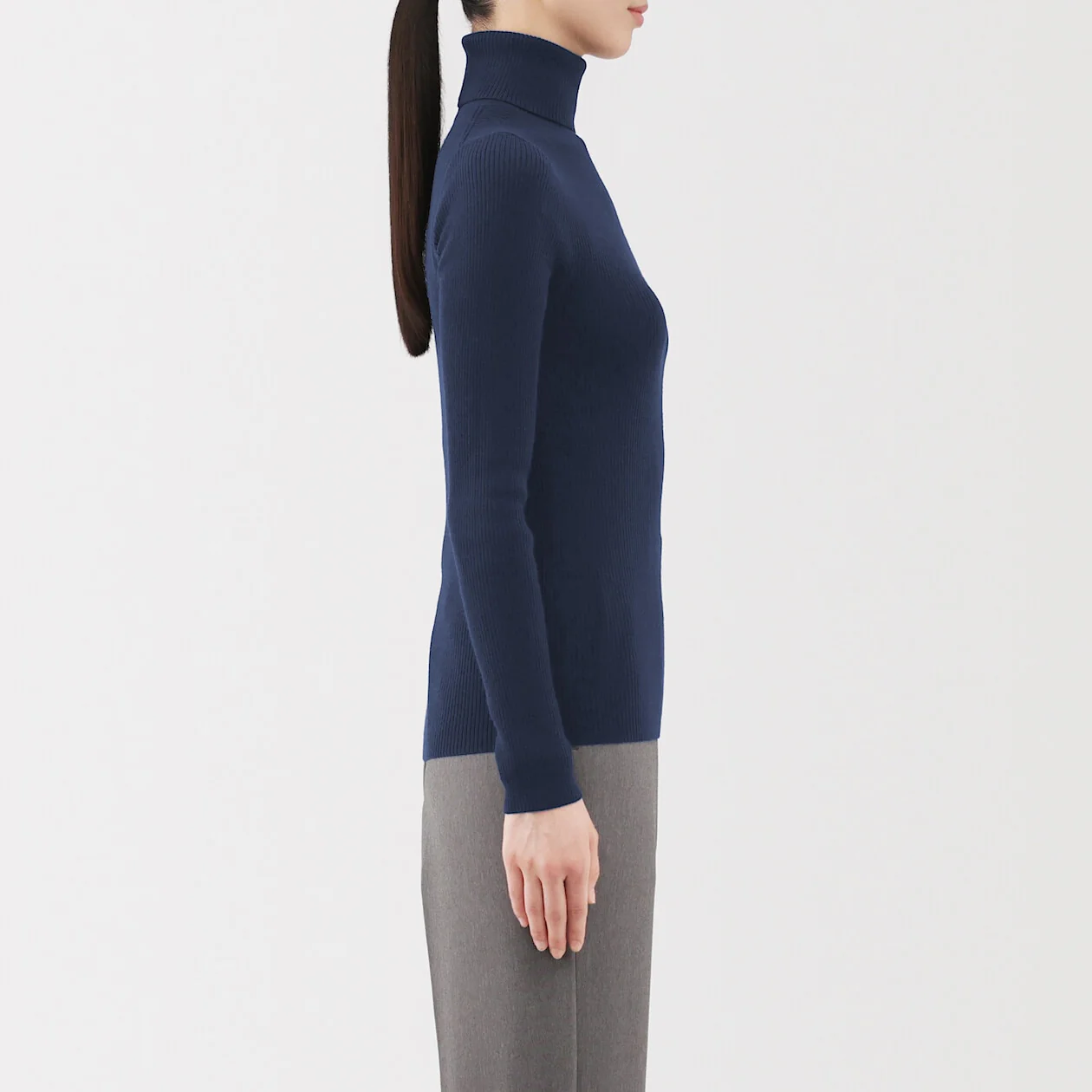 Washable Wool High-Gauge Ribbed Turtleneck Sweater - Image 3