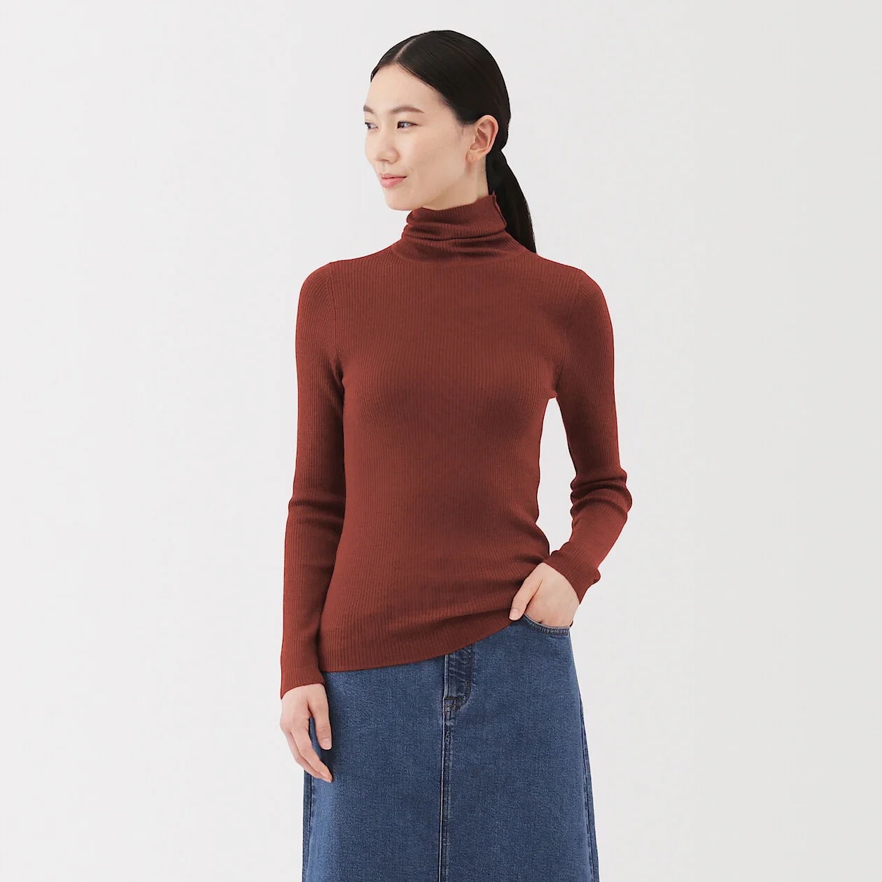 Washable Wool High-Gauge Ribbed Turtleneck Sweater - Image 34