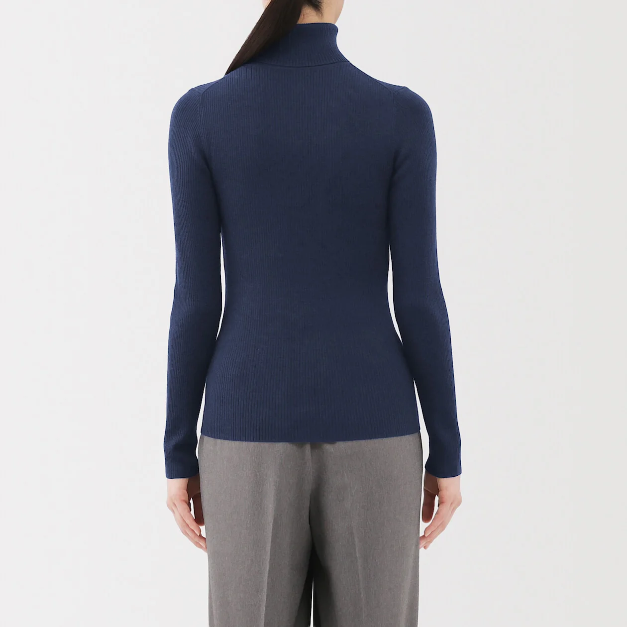 Washable Wool High-Gauge Ribbed Turtleneck Sweater - Image 4