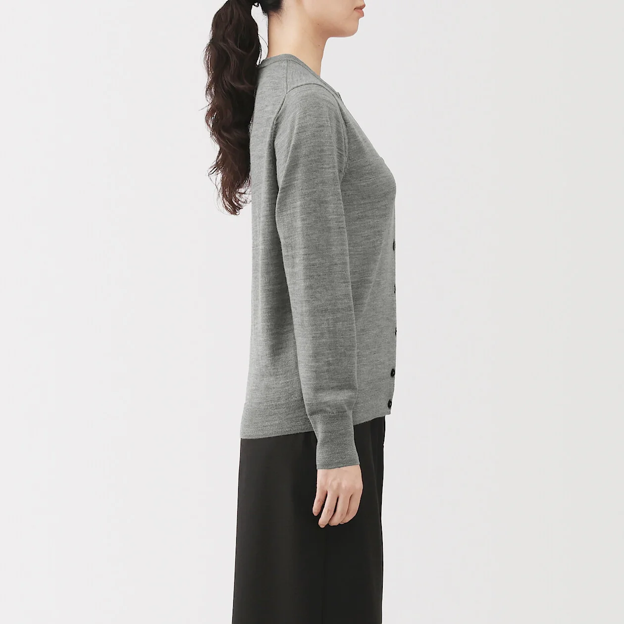 Washable Wool High-Gauge Crewneck Cardigan - Image 7
