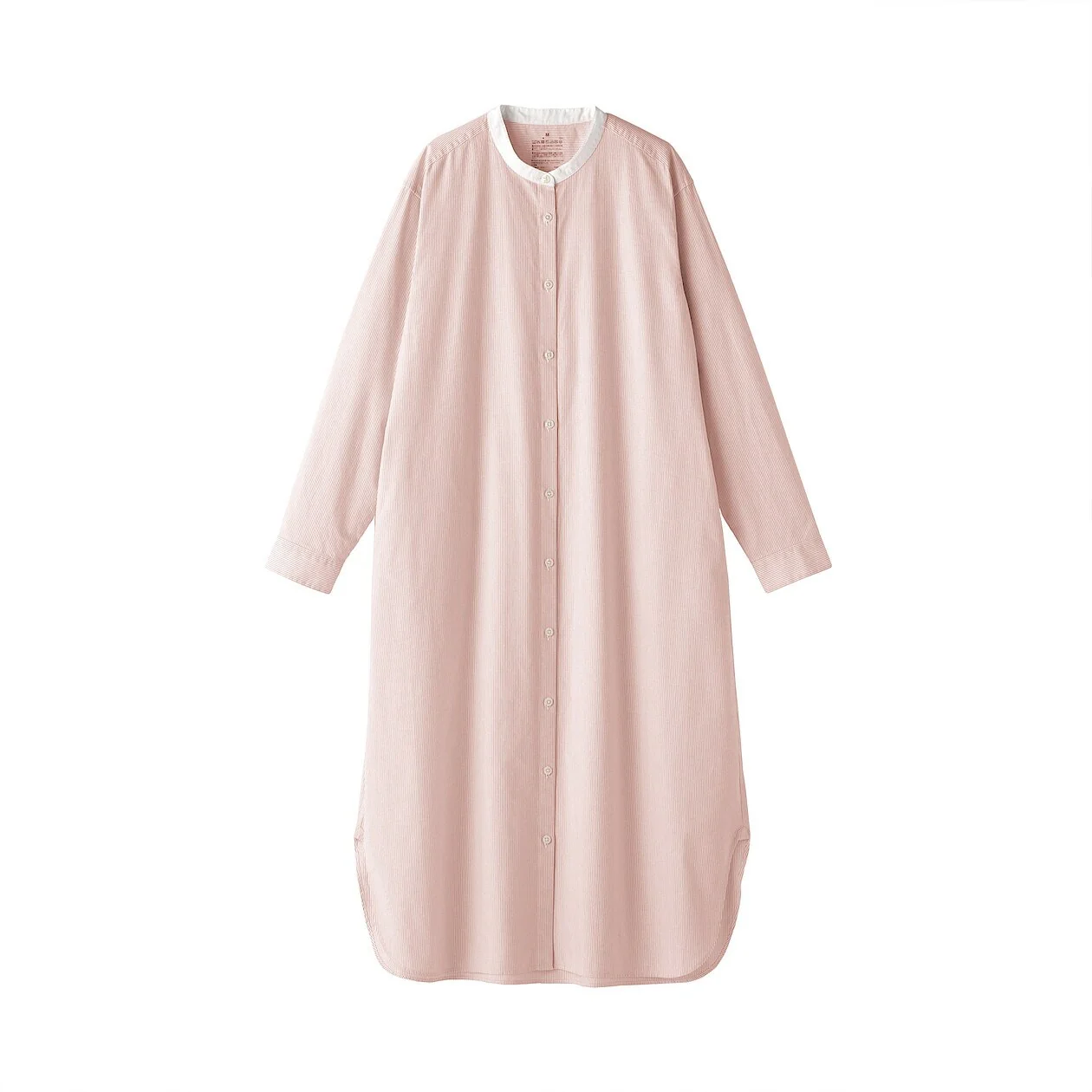 Washed Broadcloth 100% Cotton Stand Collar Shirt Dress - Image 17