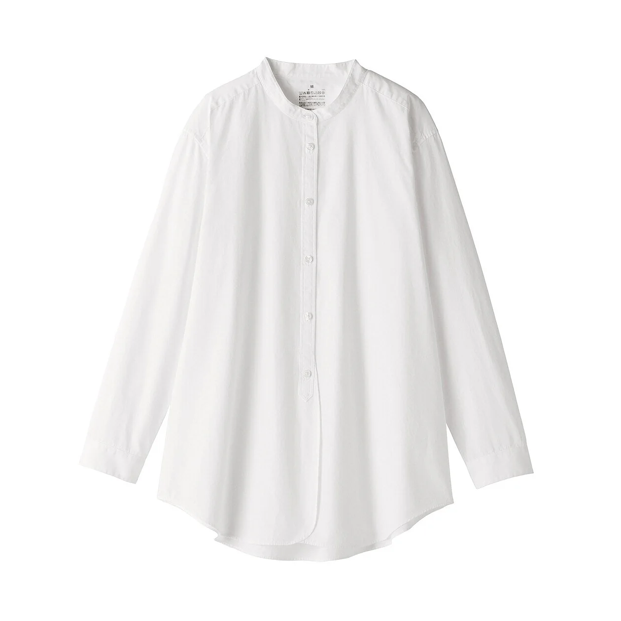 Washed Broadcloth 100% Cotton Stand Collar Long Shirt - Image 17
