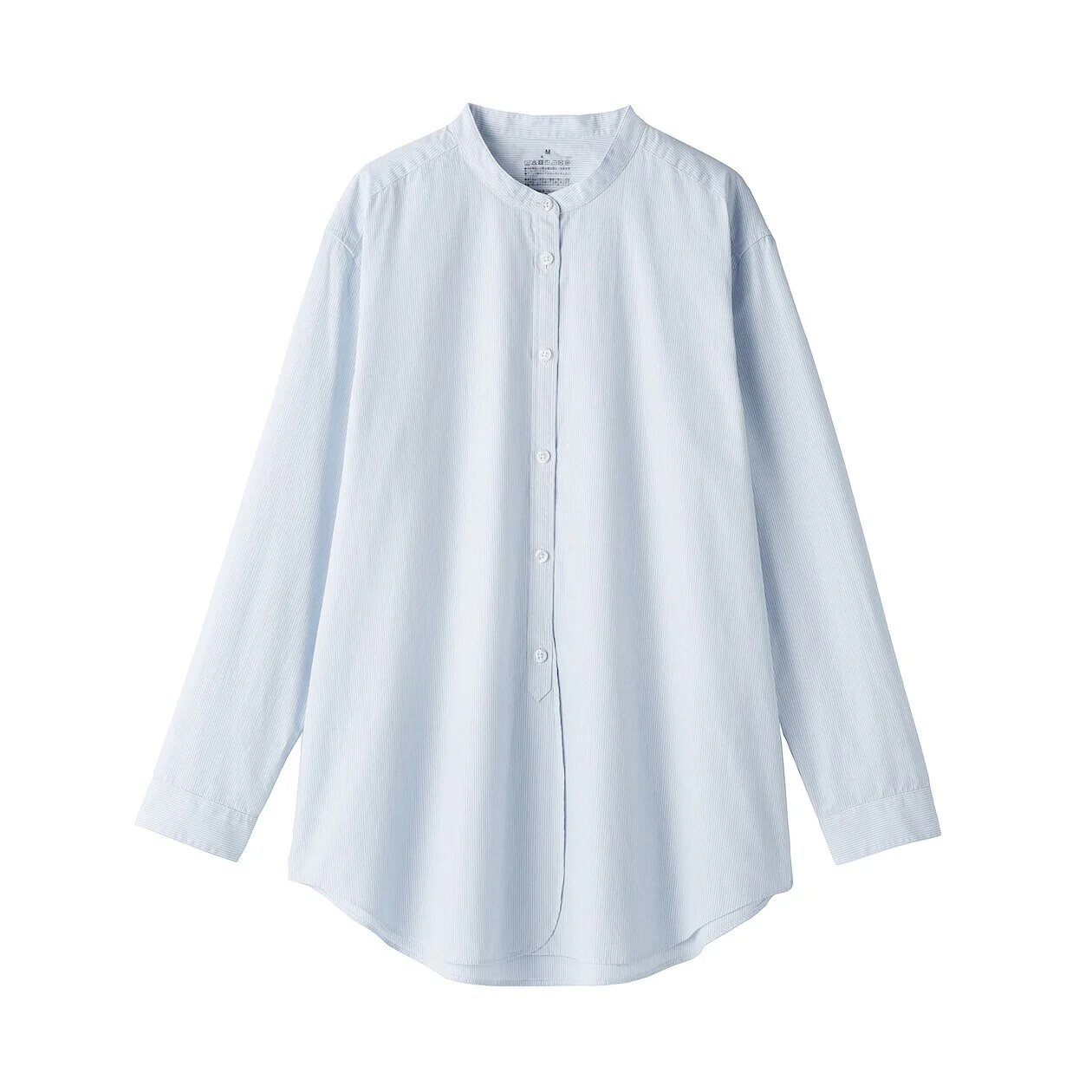 Washed Broadcloth 100% Cotton Stand Collar Long Shirt - Image 27