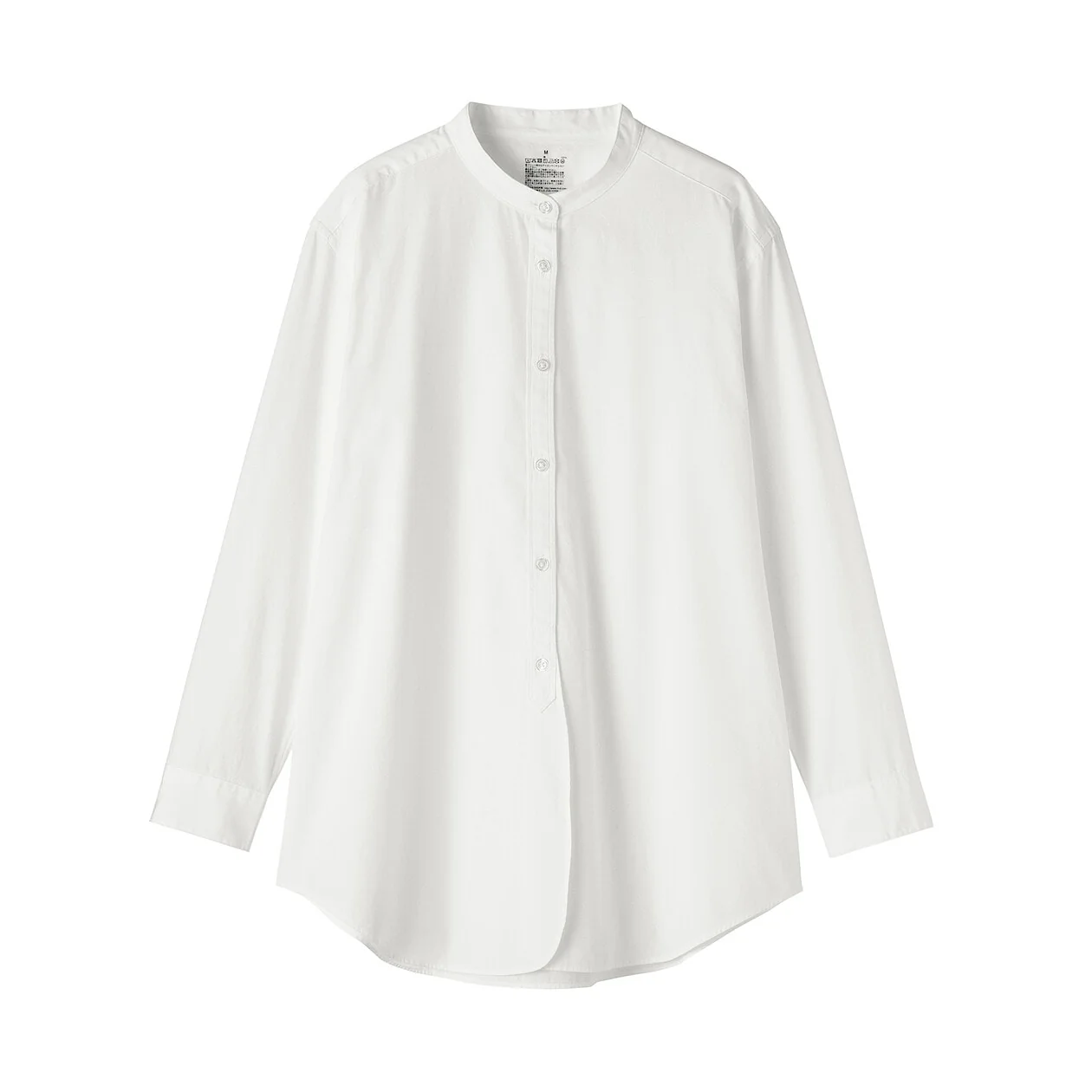 Washed Broadcloth Stand Collar Long Sleeve Shirt - Image 7